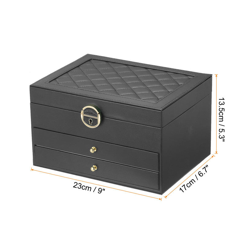 3 Tier Lockable Jewellery Box Secure Jewelry Organizer