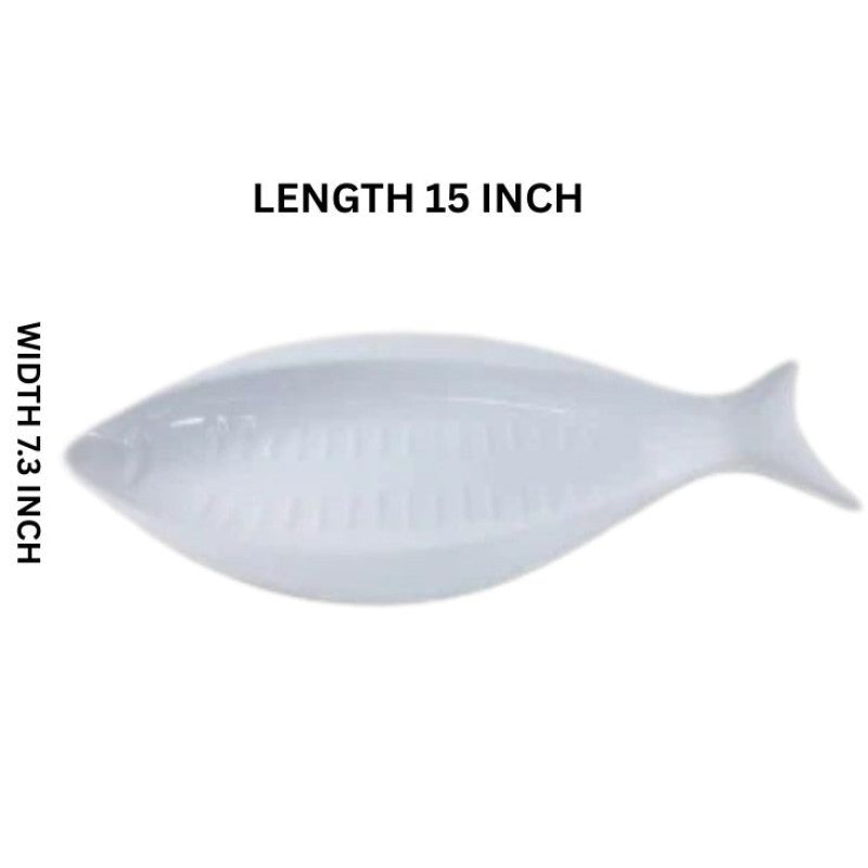 Melamine 1 Piece White Trout Fish Serving Platter