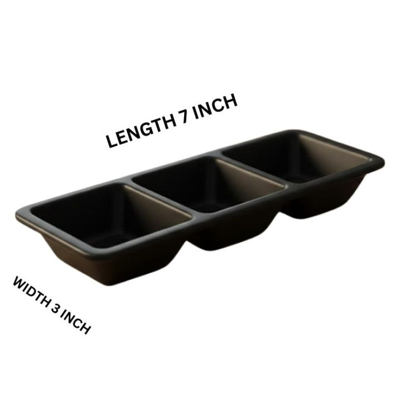 3 Section Melamine Black Dip Sauce Divider