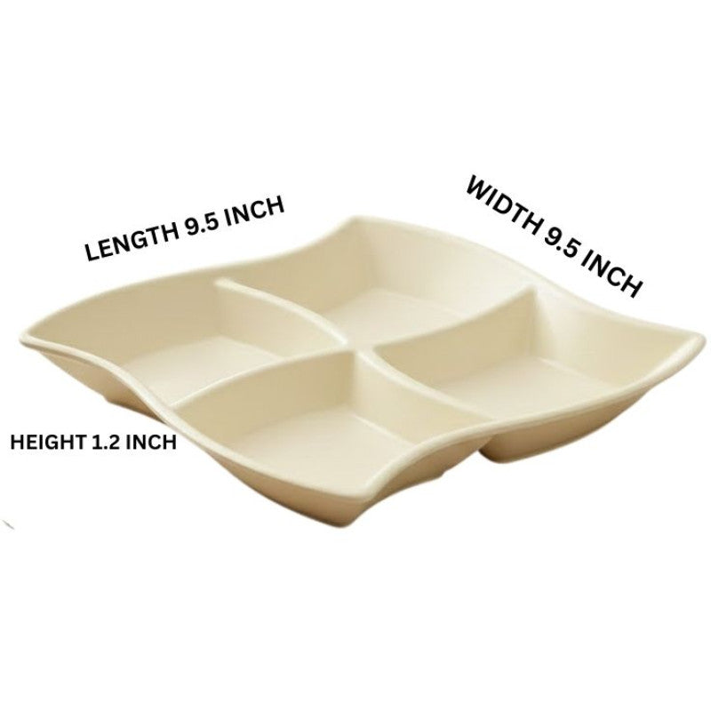 Wavy 4 Portion Cream Tray One Piece for Serving