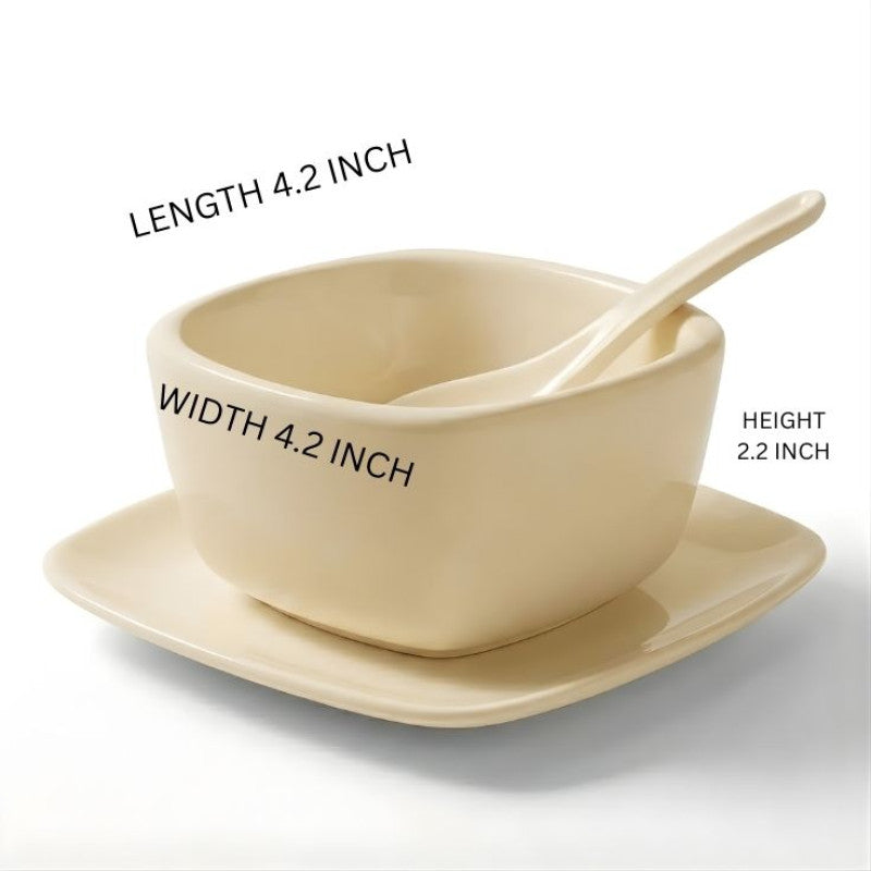 Trifle Cream Bowl With Saucer And Spoon For Serving Soups