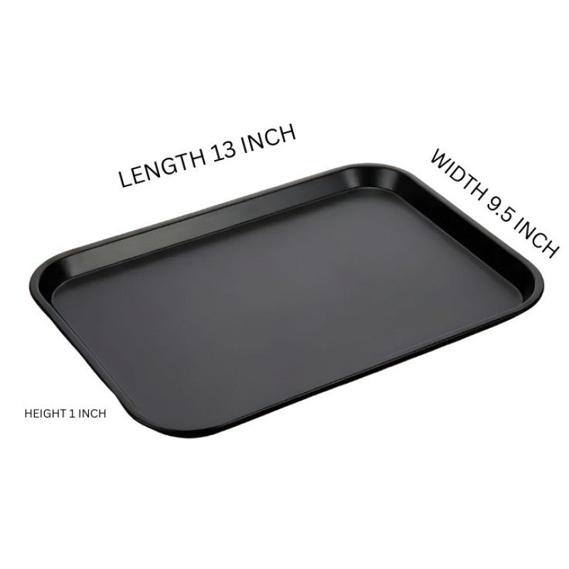 Chamcham Melamine Black Serving Tray For Snacks and Meals