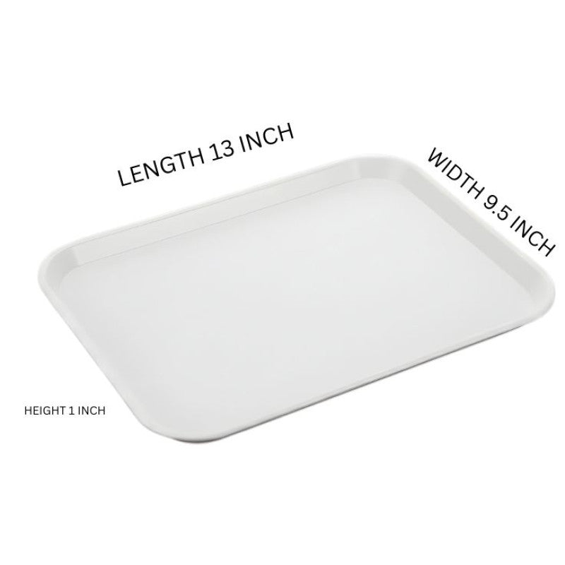 Chamcham Melamine White Serving Tray For Snacks and Meals