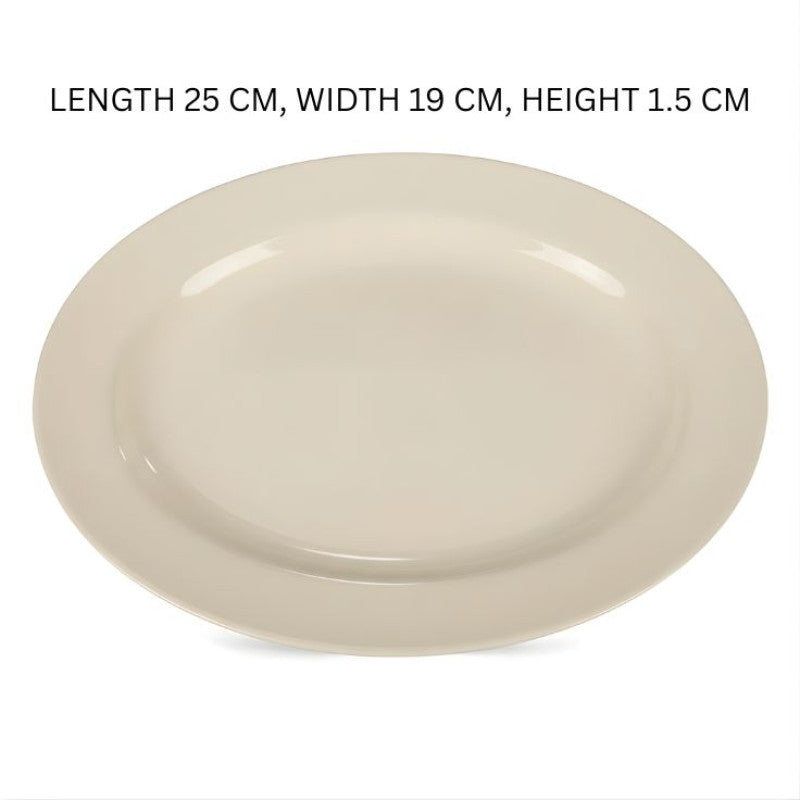 Melamine 10 Inch Small Cream Oval Dish One Piece for Serving Food