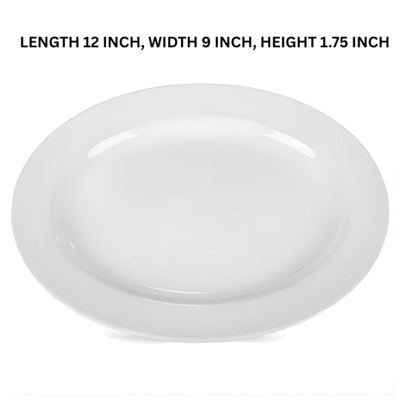 Melamine 12 Inch White Oval Dish One Piece for Serving Food