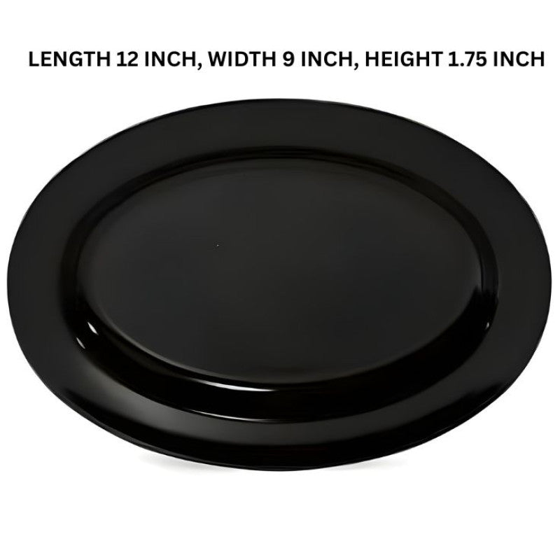 Melamine 12 Inch Black Oval Dish One Piece for Serving Food