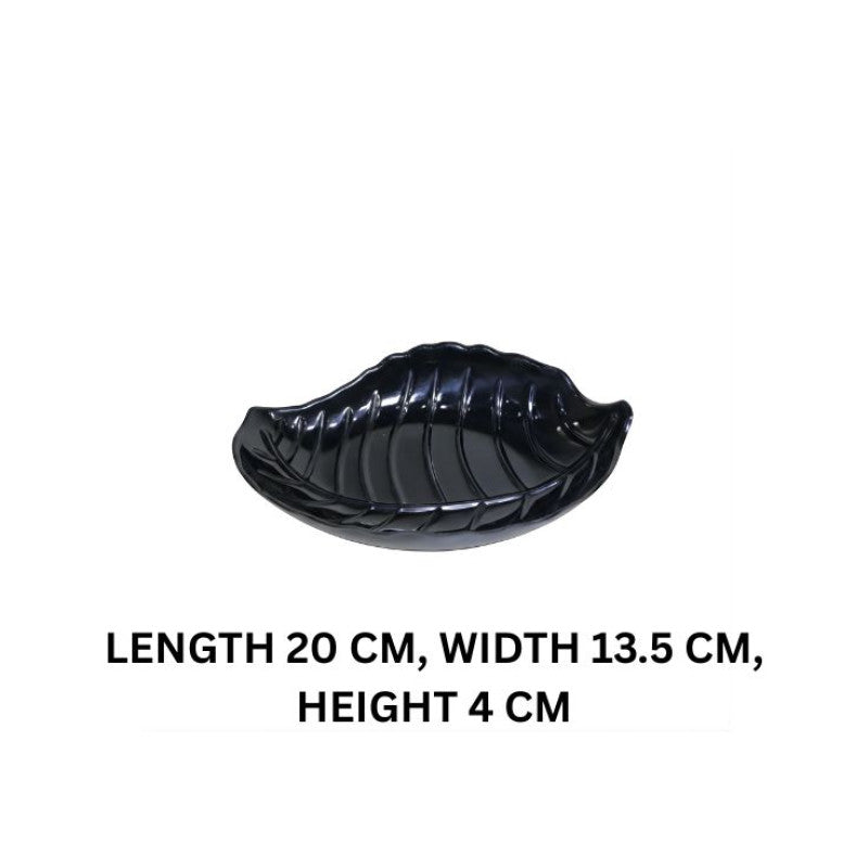 Melamine Black Leaf Small Platter For Serving