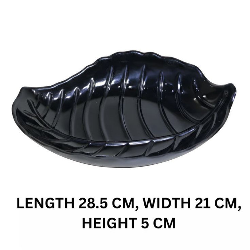 Melamine Black Leaf Large Platter For Serving