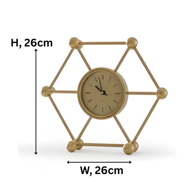 Hexagon Mantel Marble Clock Elegant Decorative Table Clock