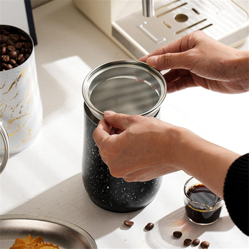 Metal Jar 1000ml with Plastic Spoon Airtight Storage Container for Kitchen