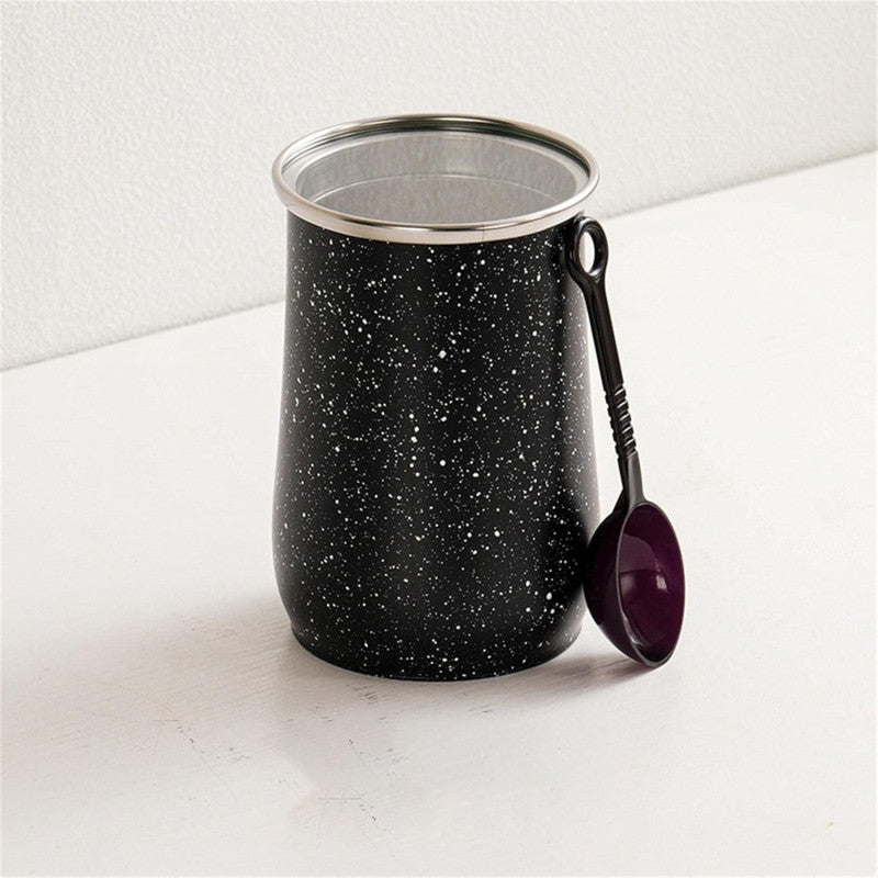 Metal Jar 1000ml with Plastic Spoon Airtight Storage Container for Kitchen