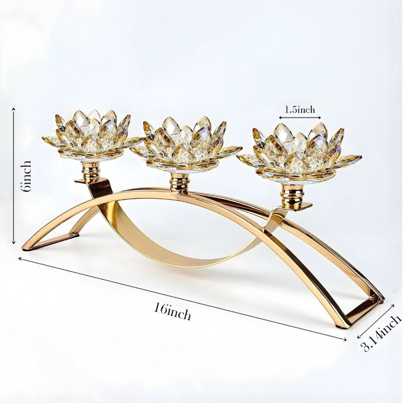 Metal Nordic Golden Crystal Candle Stand – Without Candles