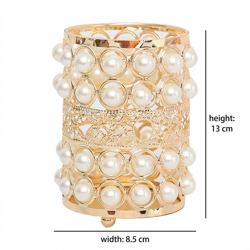 Metal Makeup Brush Holder Round