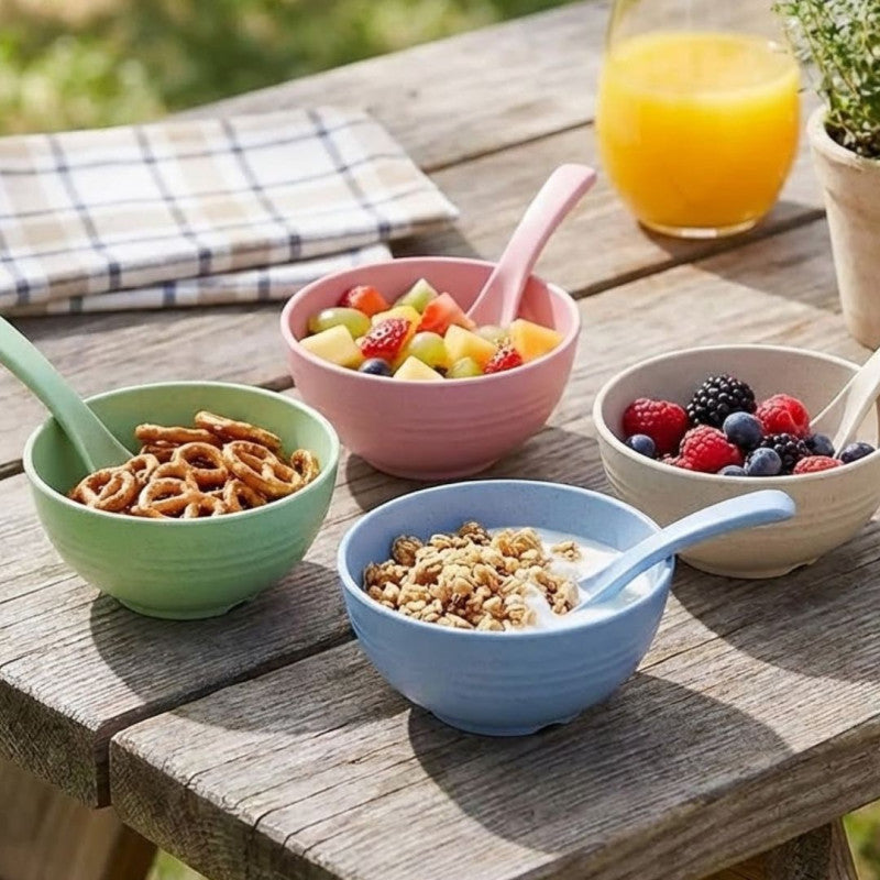 Heat Resistant Soip Bowl With Soup Spoons