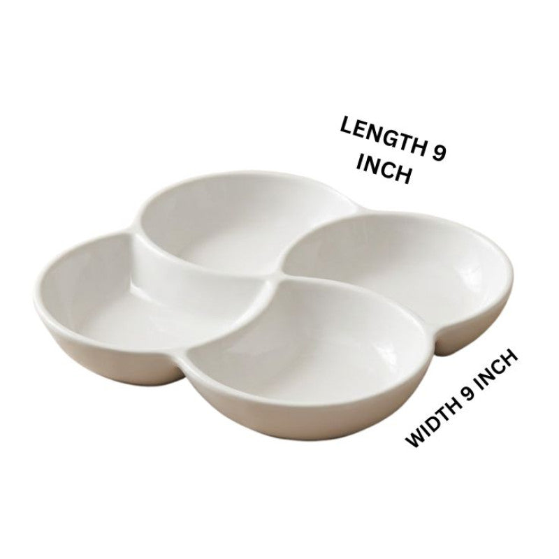 4 Section Melamine White Serving Platter