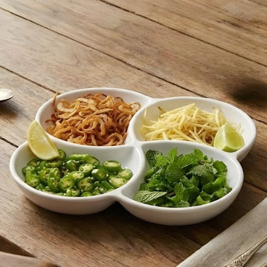 4 Section Melamine White Serving Platter