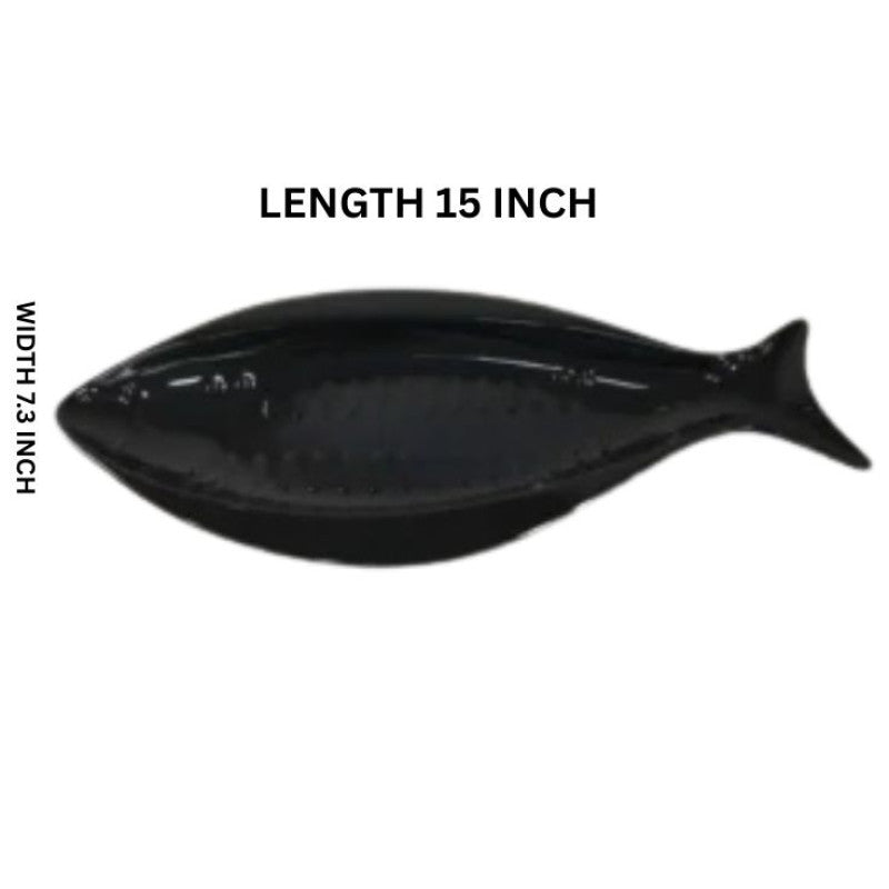 Melamine 1 Piece Black Trout Fish Serving Platter