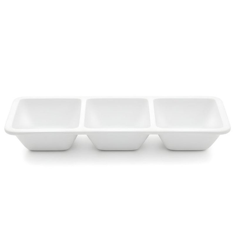 3 Section Melamine White Dip Sauce Divider