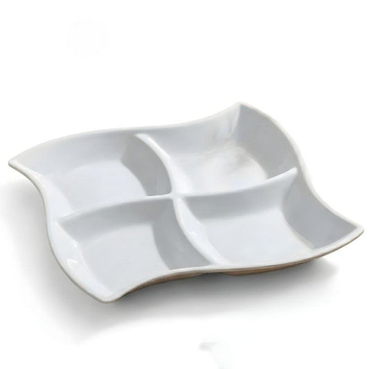 Wavy 4 Portion White Tray One Piece for Serving