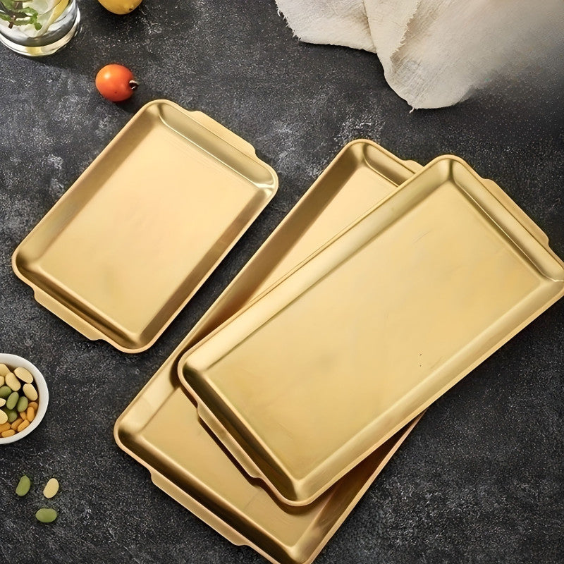Golden Serving Tray Stainless Steel