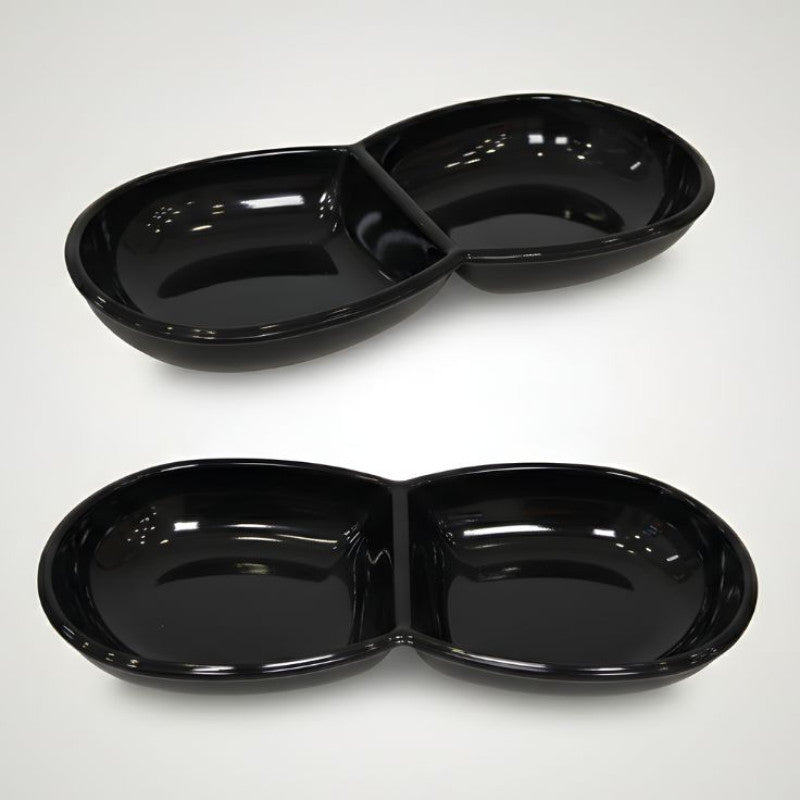 Melamine Vintage Sauce Divider Black Serving Dish