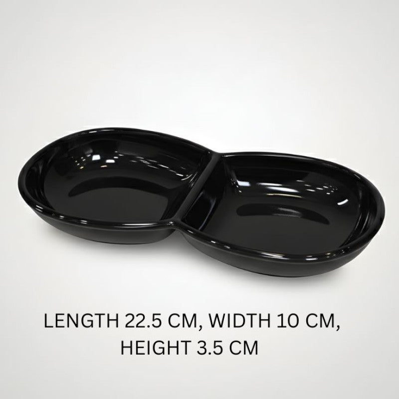 Melamine Vintage Sauce Divider Black Serving Dish