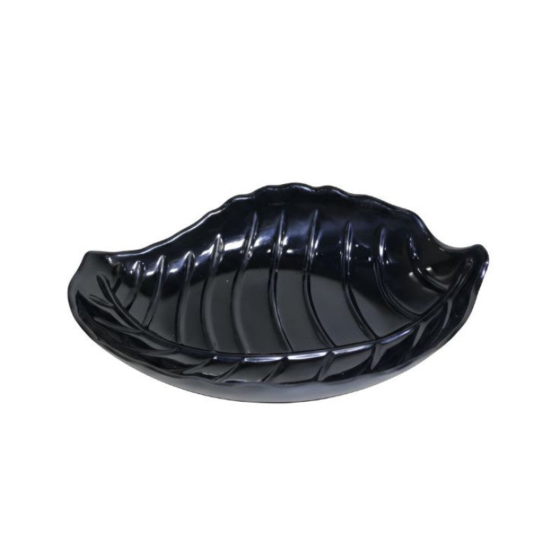 Melamine Black Leaf Medium Platter For Serving