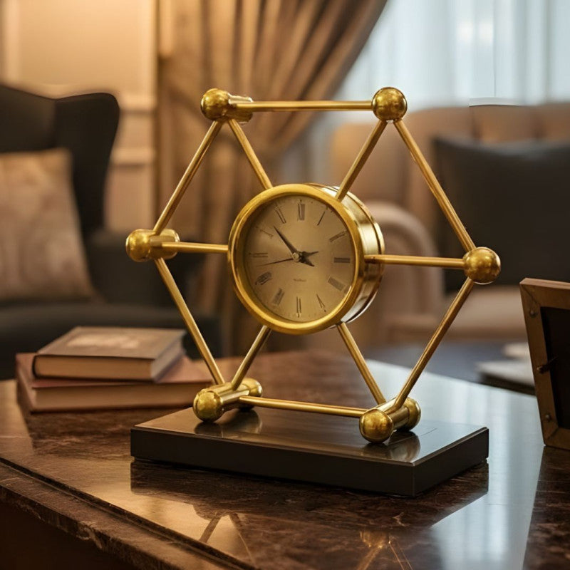 Hexagon Mantel Marble Clock Elegant Decorative Table Clock