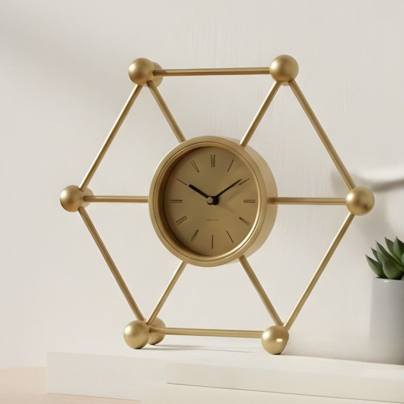 Hexagon Mantel Marble Clock Elegant Decorative Table Clock