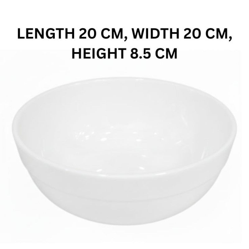 Melamine 8 Inch White Tulip Serving Bowl