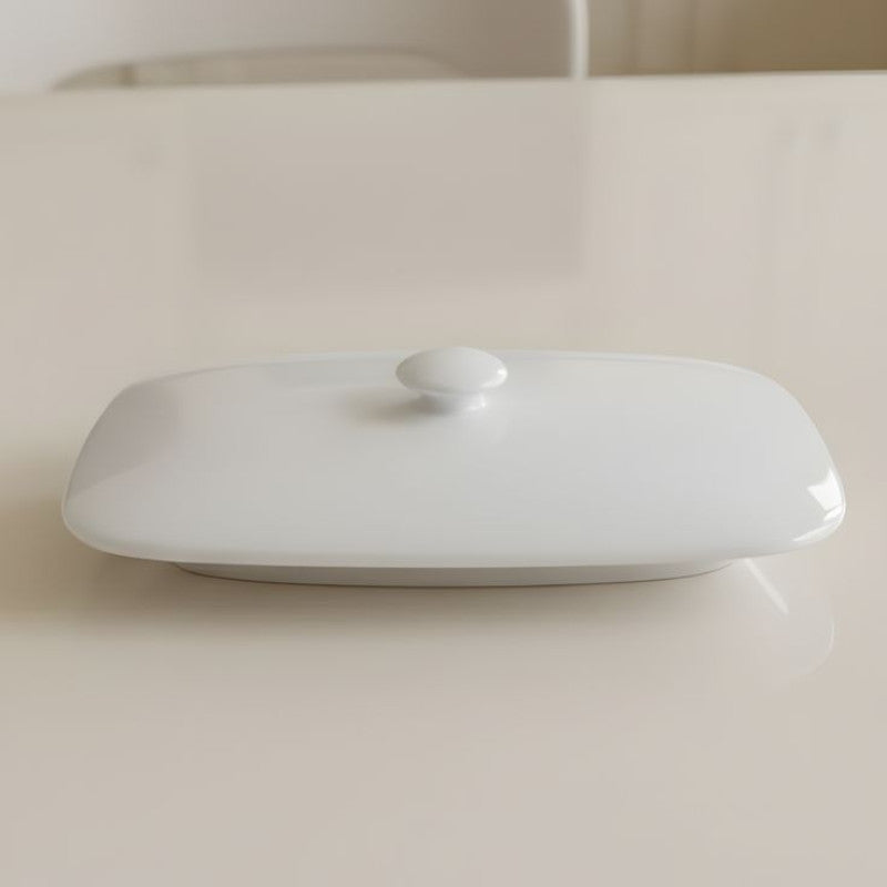 Melamine White Rectangle Serving Bowl's Lid