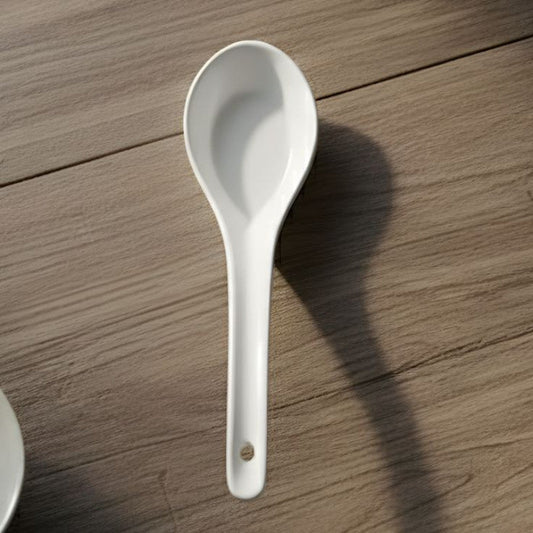 Melamine White Serving Soup Spoon