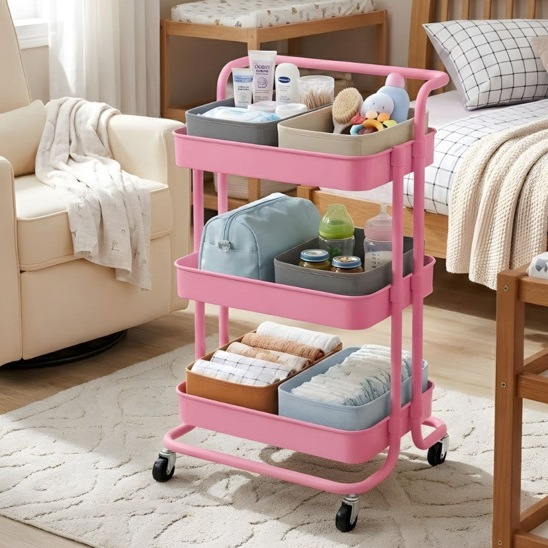 3 Tier Organizer Trolley Matrix Storage Rack with Wheels