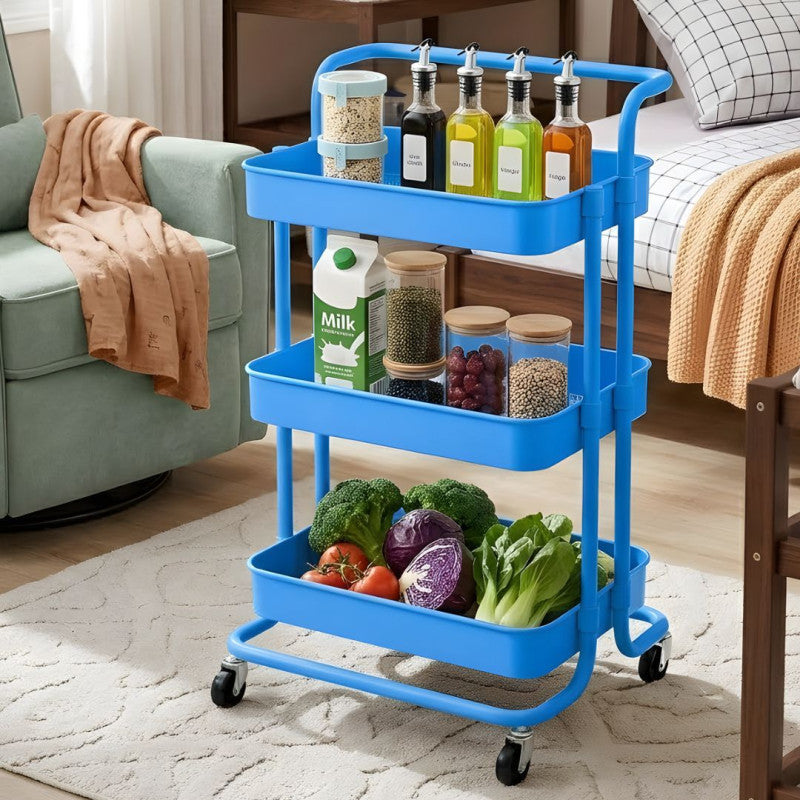 3 Tier Organizer Trolley Matrix Storage Rack with Wheels