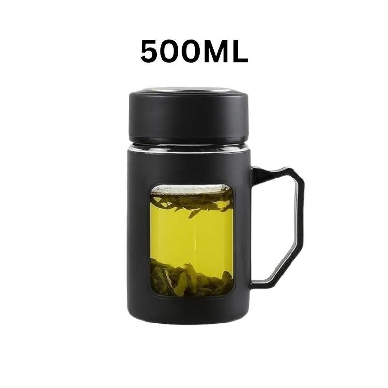 Double Wall Glass Tea Mug 500ML Insulated Cup