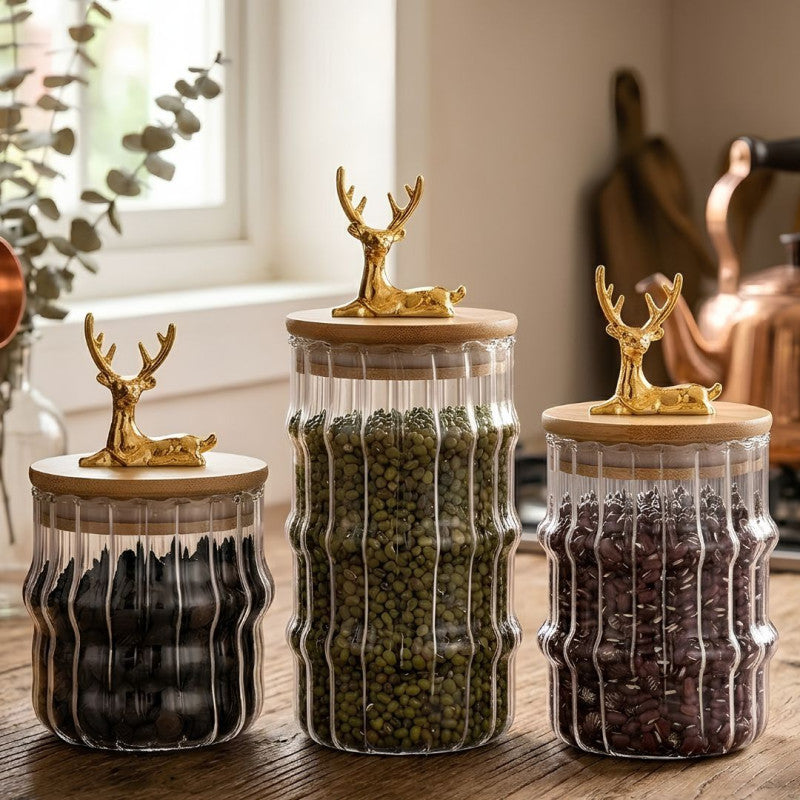 3PCS Glass Jar Set Kitchen Storage Containers