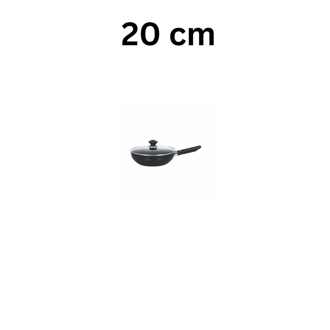 Kitchen King Imperial Wok/Karahi with Long Handle and Glass Lid