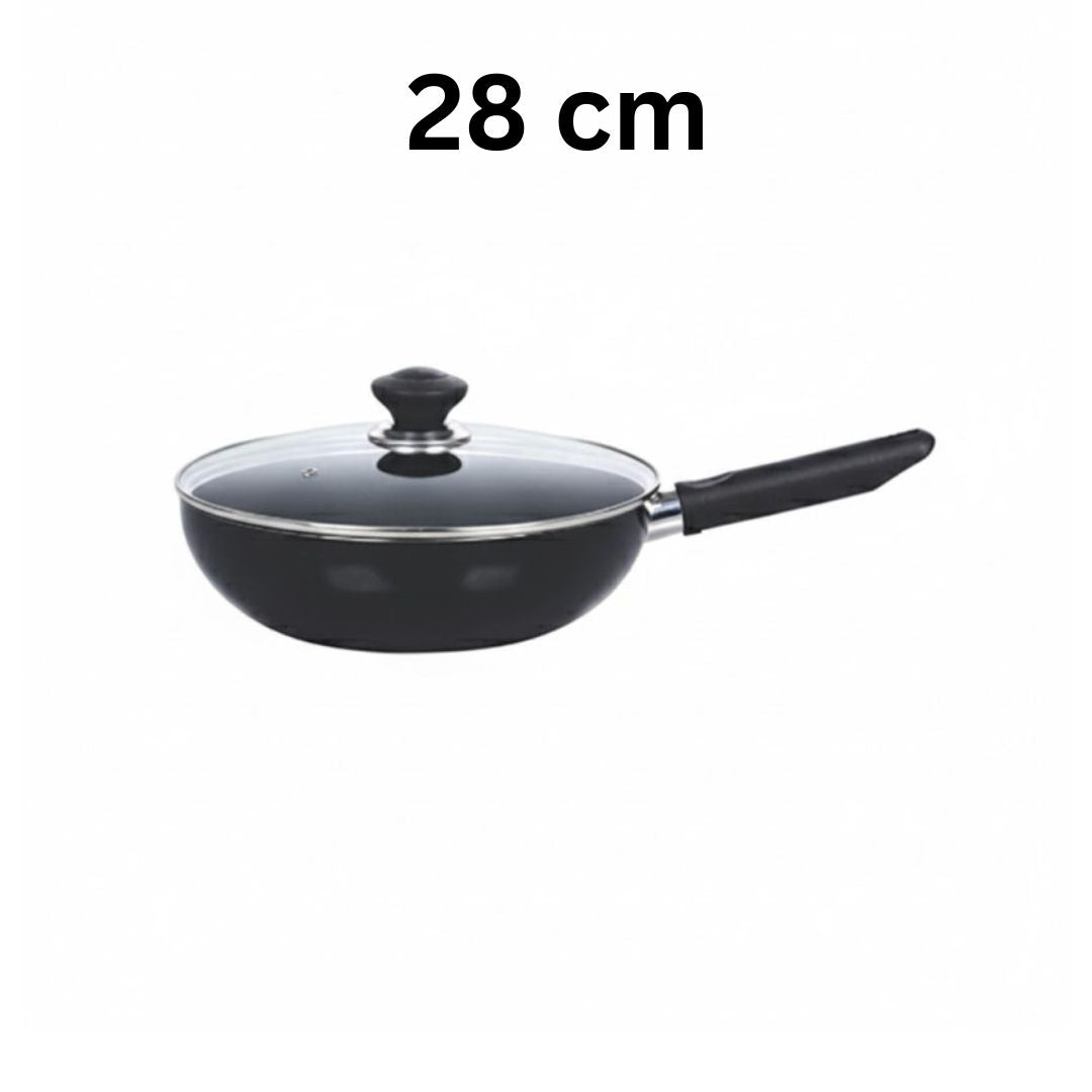Kitchen King Imperial Wok/Karahi with Long Handle and Glass Lid