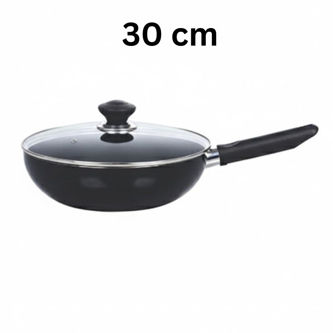 Kitchen King Imperial Wok/Karahi with Long Handle and Glass Lid