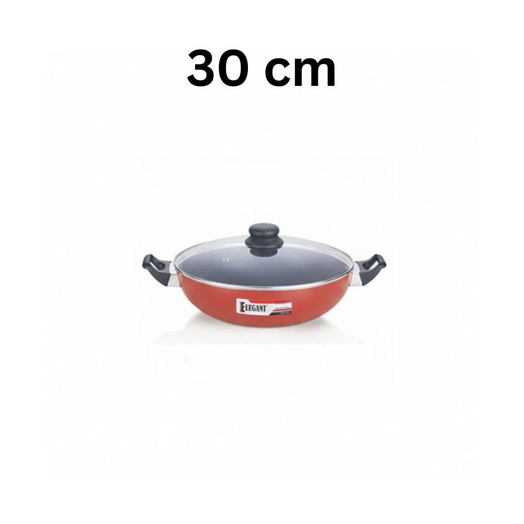 Elegant Prima Wok/Karahi with Glass Lid