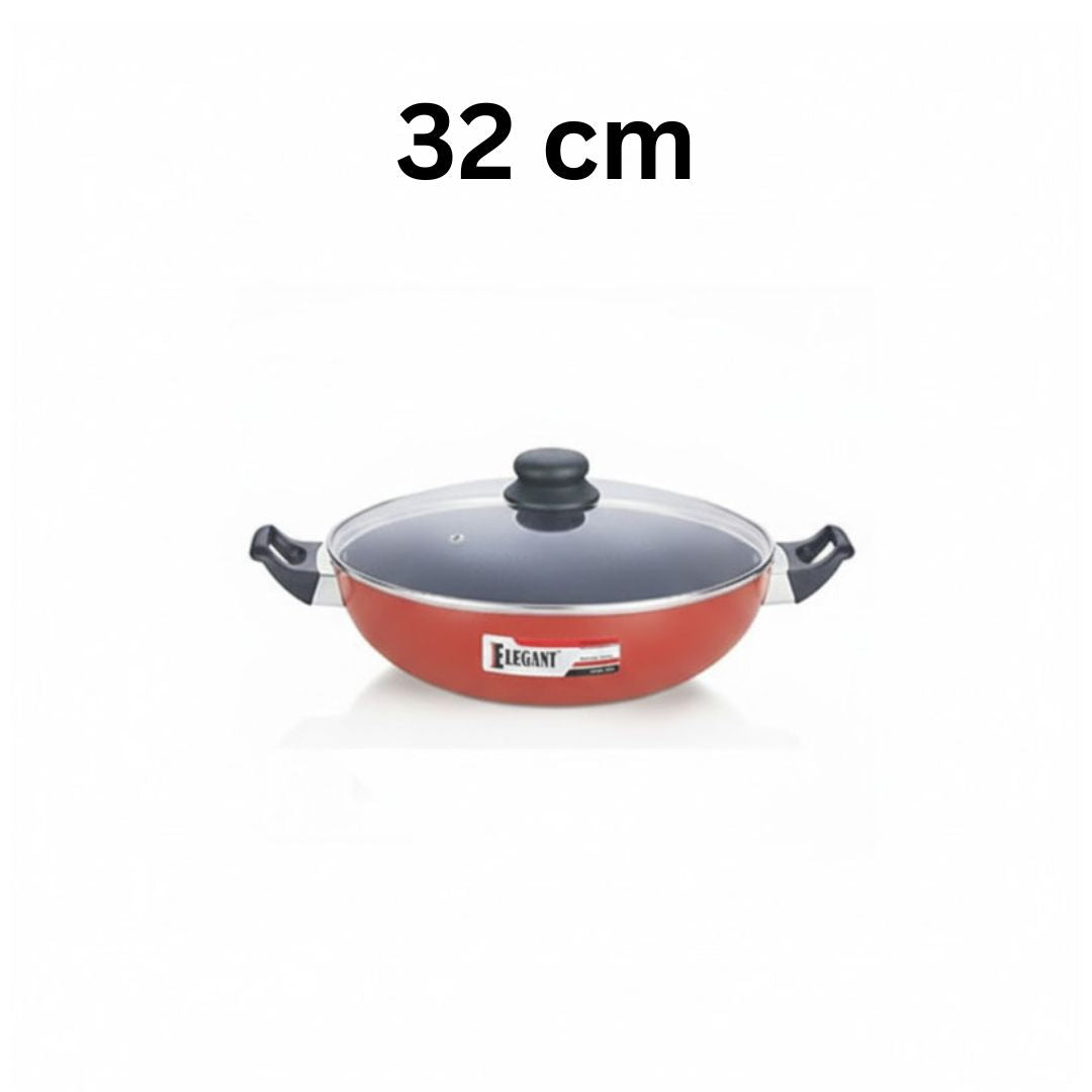 Elegant Prima Wok/Karahi with Glass Lid