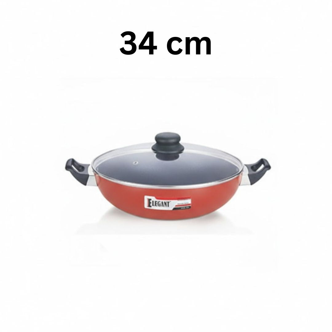 Elegant Prima Wok/Karahi with Glass Lid