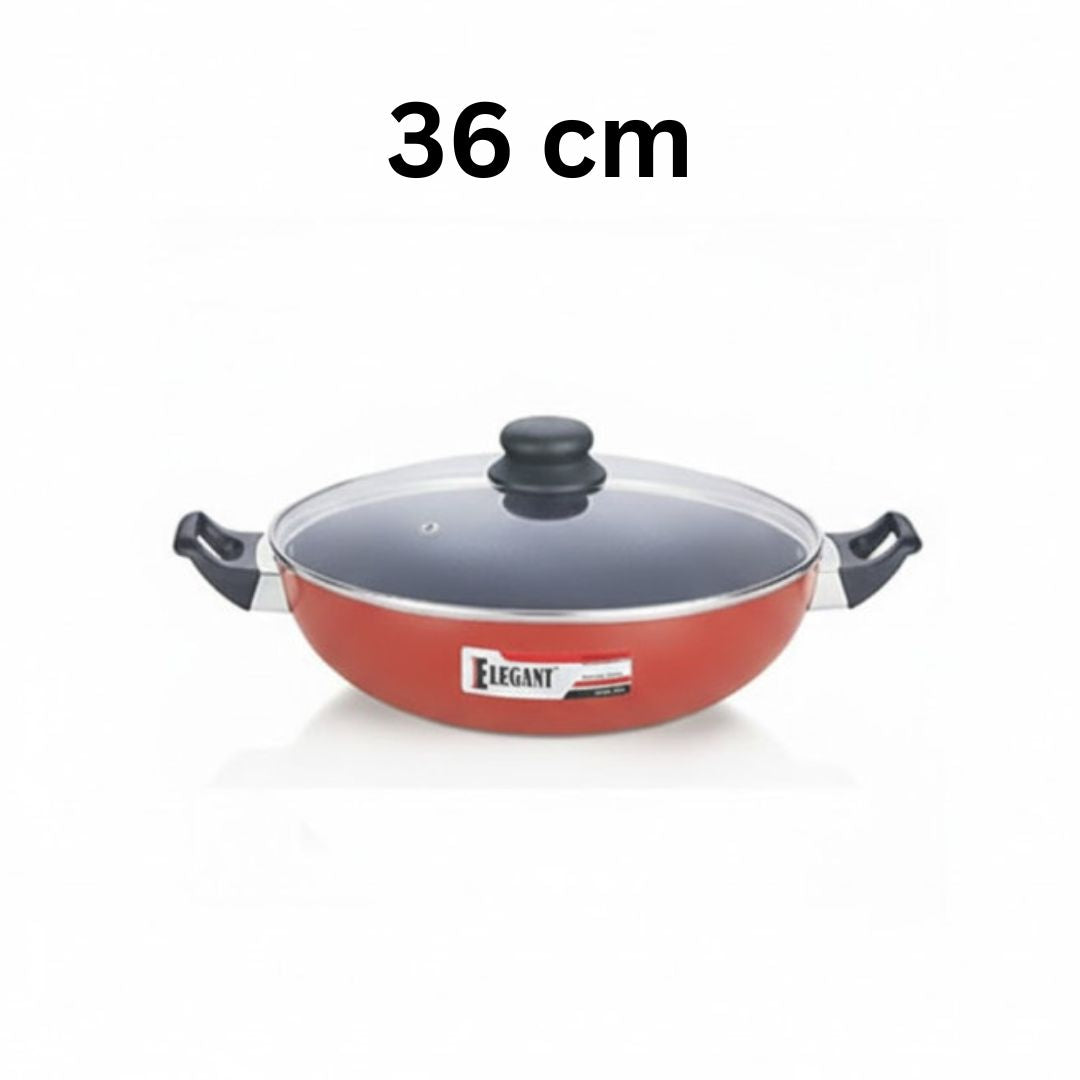 Elegant Prima Wok/Karahi with Glass Lid