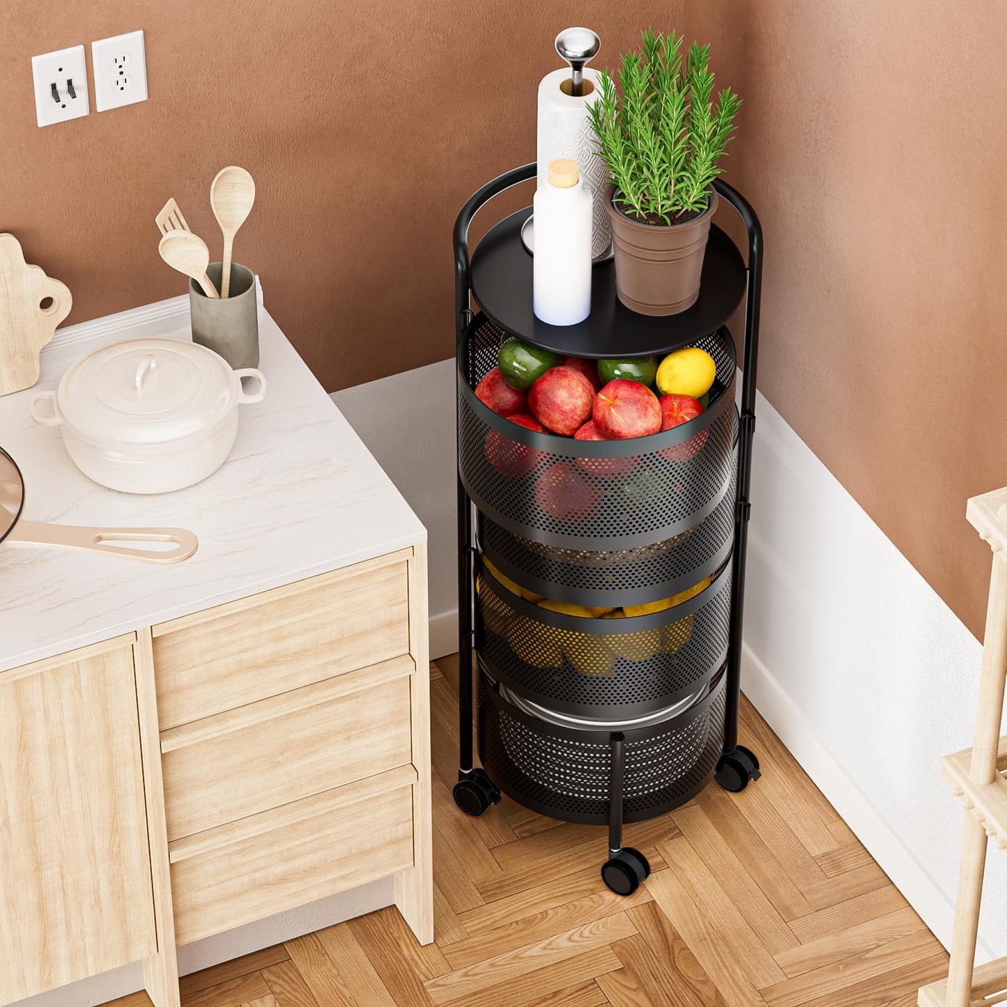 Premium Metal Vegetable & Fruits Basket – Stylish Kitchen Multi Layer Storage Organizer