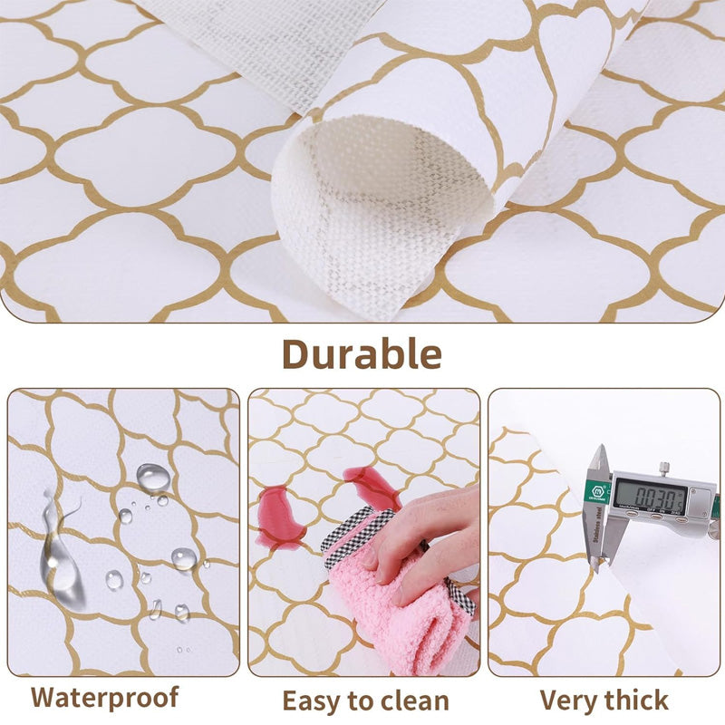 Anti-Slip Drawer Line Gold PVC Sheet Roll