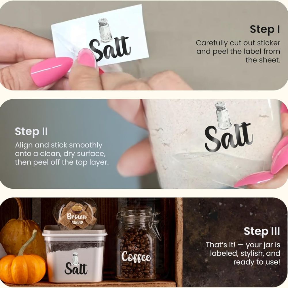 Waterproof Food Storage Labels For Kitchen Jars- 40 Label