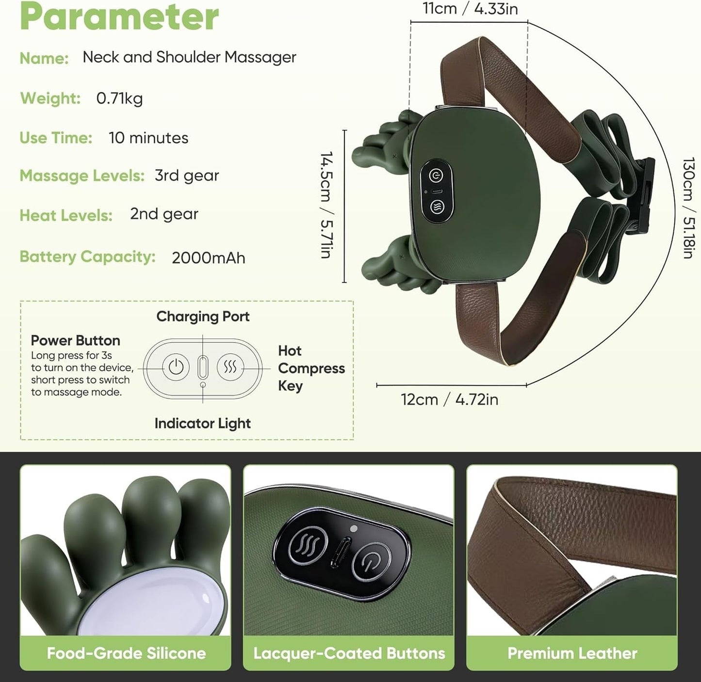 Electric Neck & Shoulder Massager | 3 Level Heating Hand Shape Massager  , Massager Machine for relaxing muscles 💆‍♀️