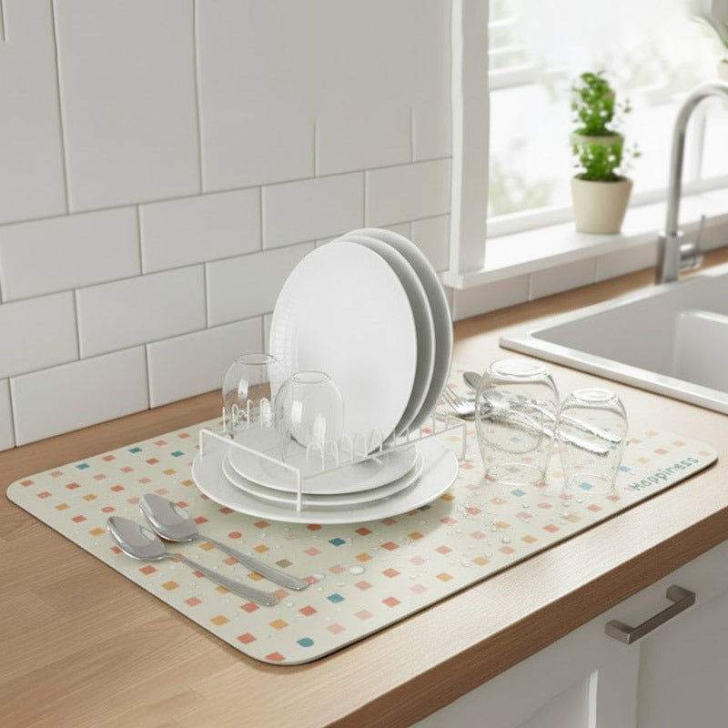 Anti-Slip Dish Drying/Dining Table Mat-Geometric Cube Pattern Design