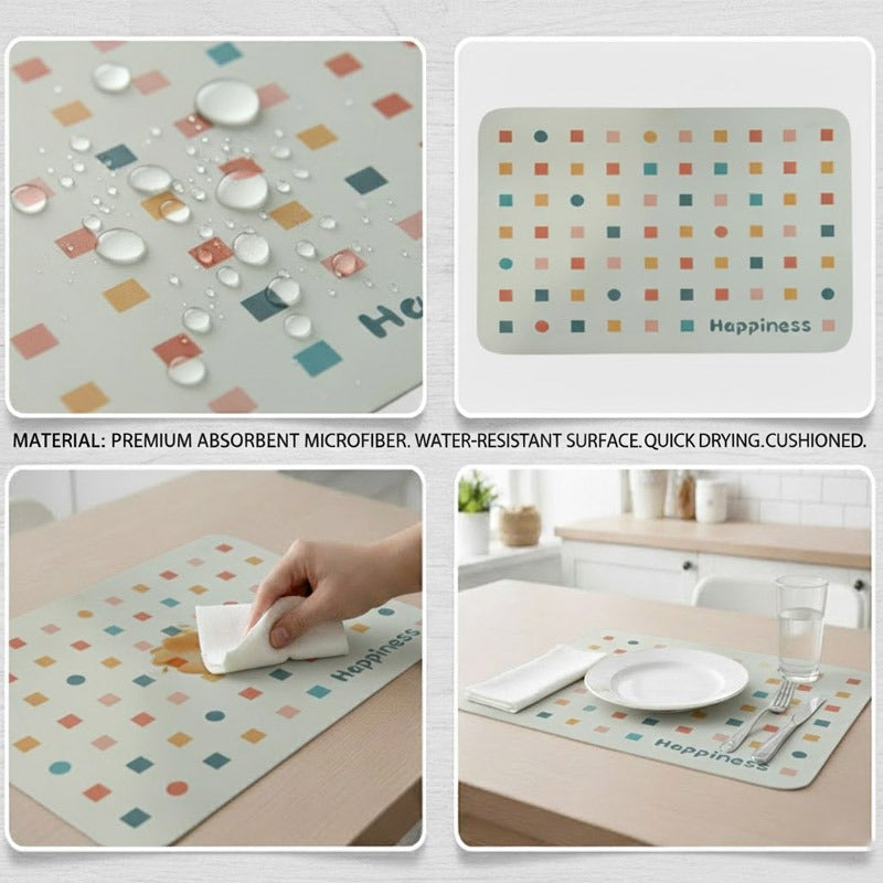Anti-Slip Dish Drying/Dining Table Mat-Geometric Cube Pattern Design