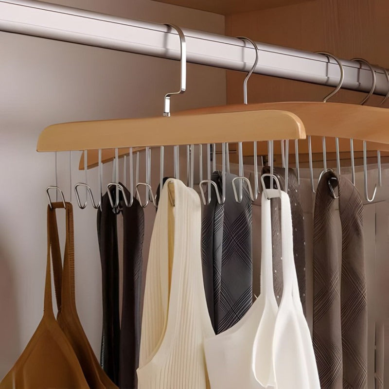 Anti Slip 8 Hook Coat & Scarf Organizer – Space Saving Hanger